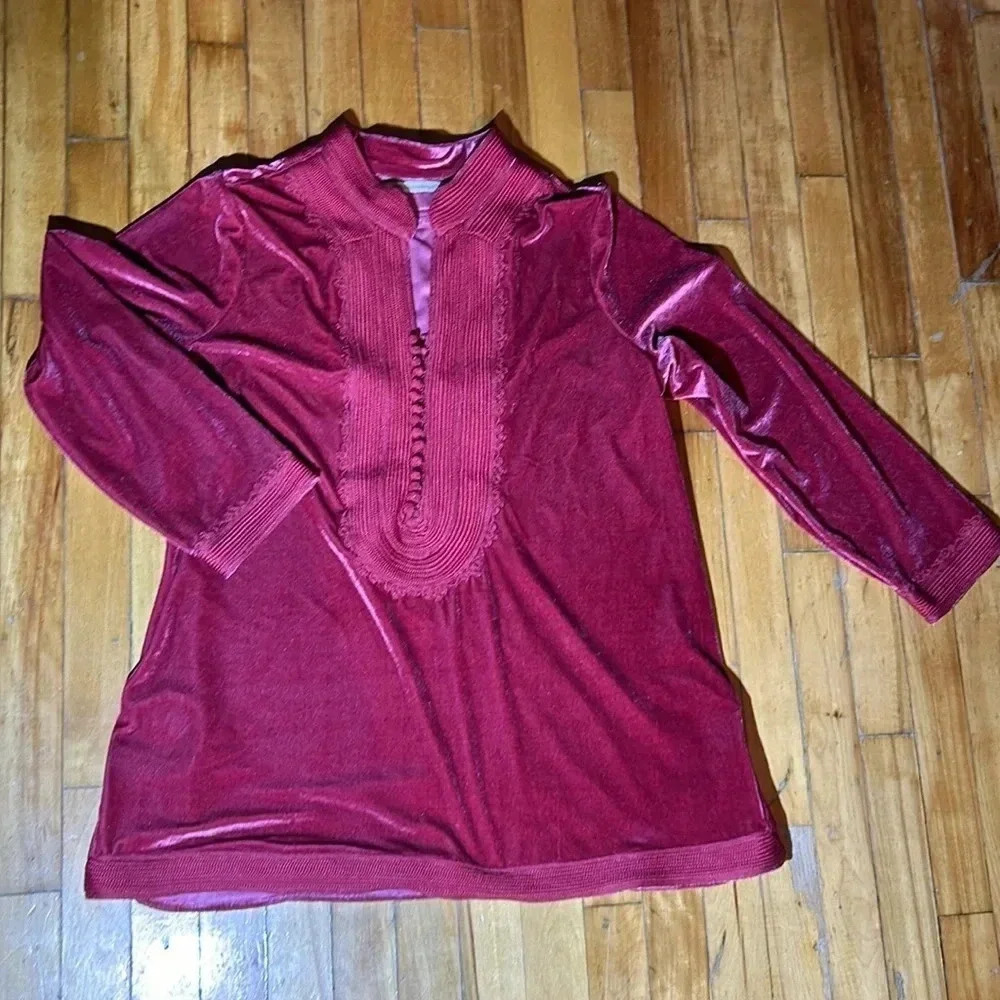 Velvet soft‎ surroundings pink embellished  tunic - Picture 2 of 8